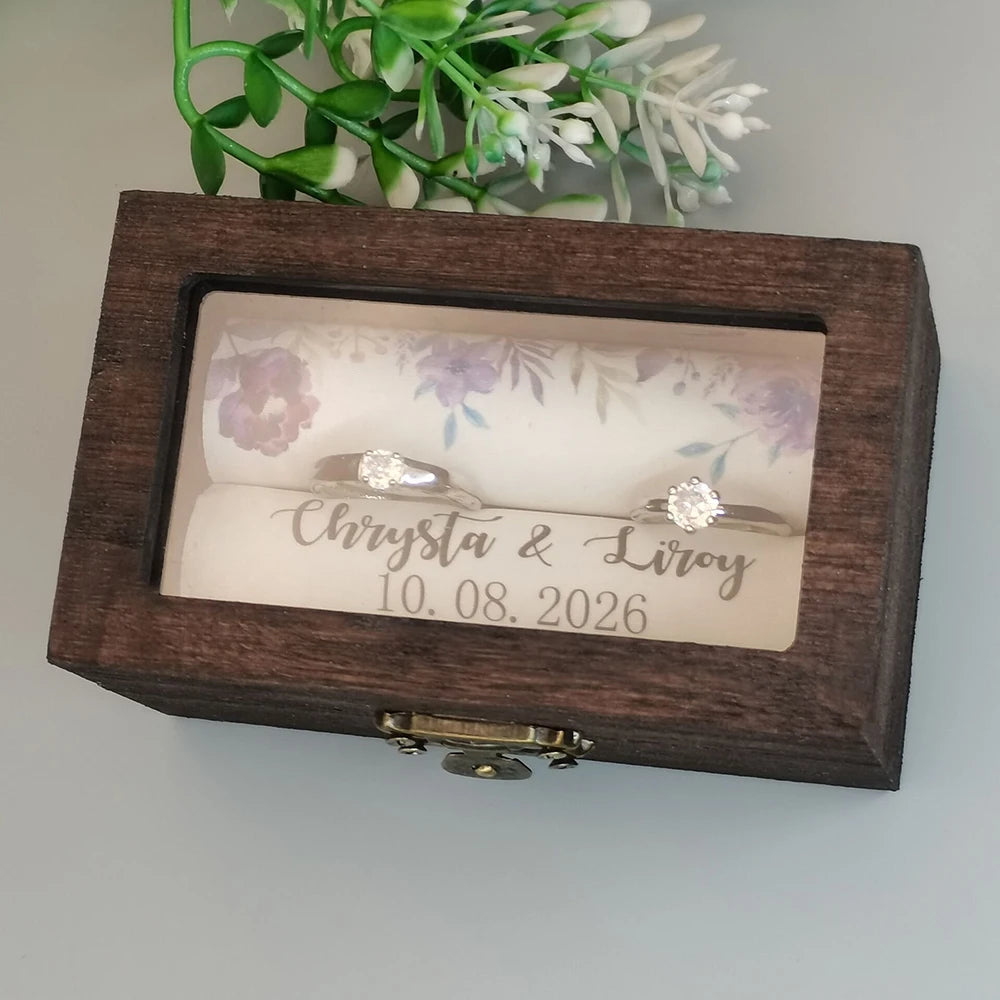 Personalized Wedding Ring Box Custom Wedding Ceremony Ring Box Custom Name Ring Box