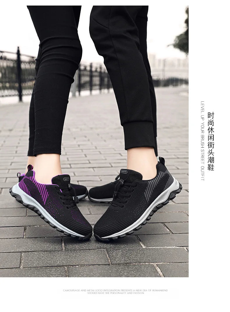 2025 Women Sneakers Fashion Platform Lace Up Casual Sports Shoes Comfortable Running Ladies Vulcanized Shoes Female Footwear