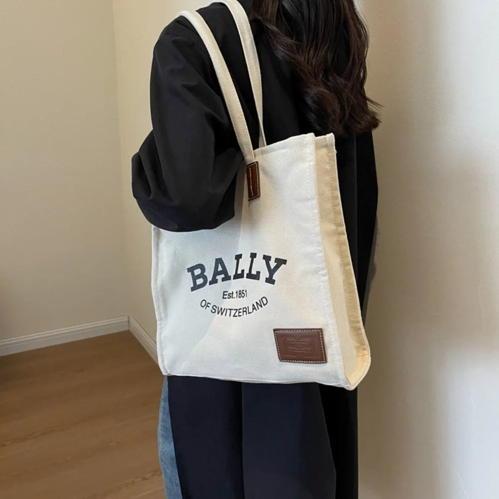 2025 New Canvas Tote Bag for Women Large Capacity Casual Shoulder Bag Simple Commute Shopping Bag High Quality