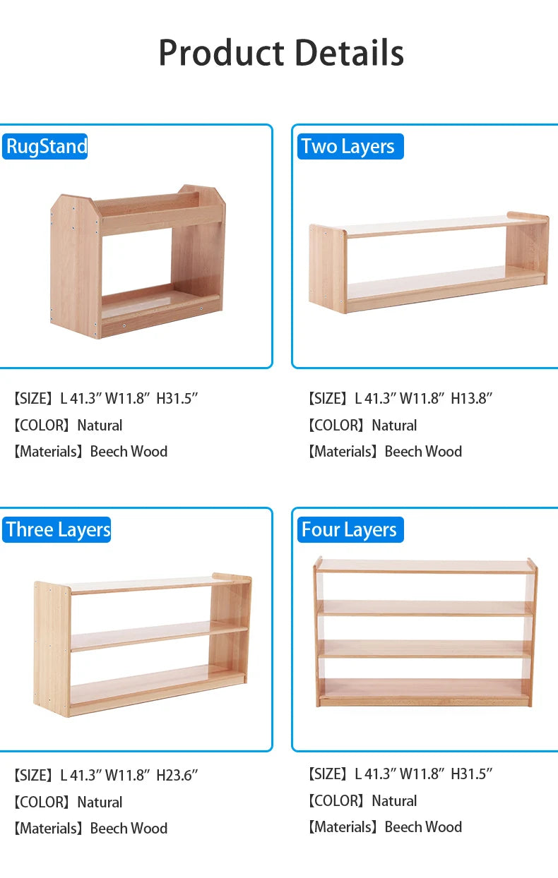 Montessori Furniture Kids Beachwood Shelf/ Cabinet/ Table/ Rug Stand/ Cupboard Materials for Kindergarten Childcare Center