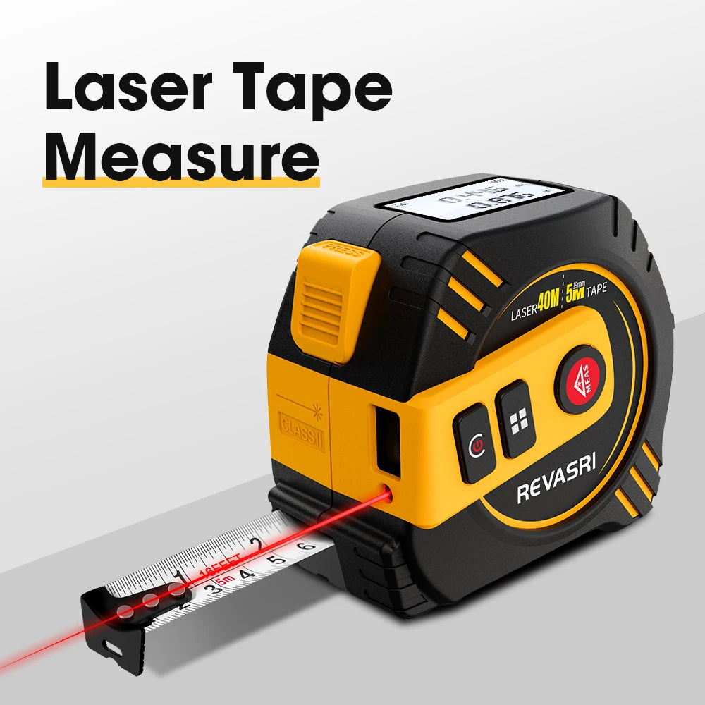REVASRI Laser Tape Measure 2 In 1 Laser Distance meter High-precision Intelligent Ruler Steel Measuring Tool with LCD Display