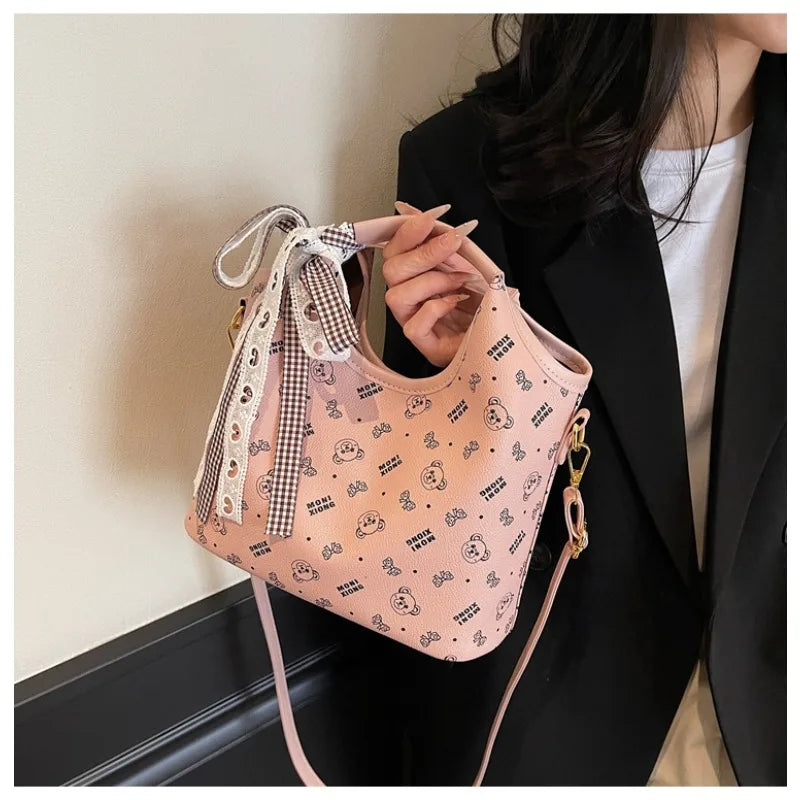 Popular bags for women, new fashionable French printed armpit tote bag, minimalist handbag, diagonal cross bag