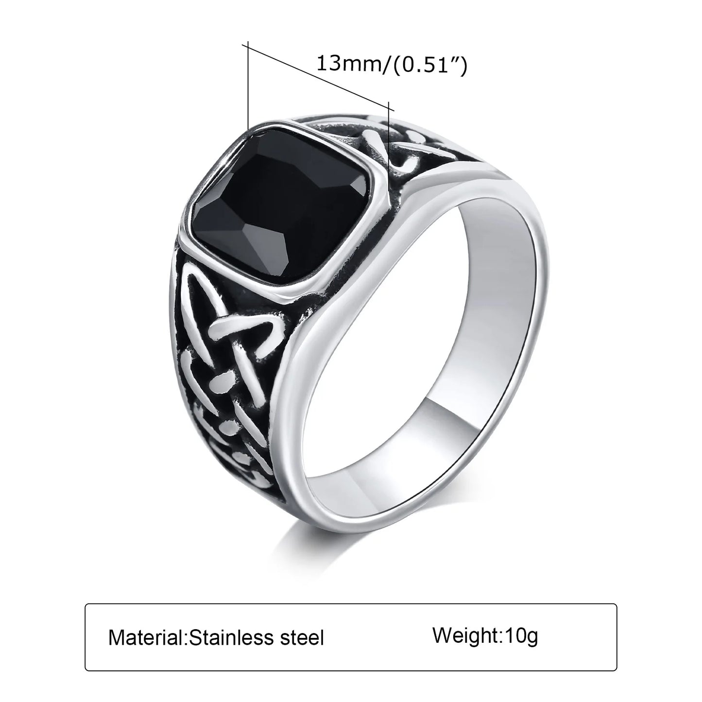 Vnox Stylish Square Natural Stone Signet Rings for Men, Stainless Steel Metal Finger Ring Party Gift Jewelry