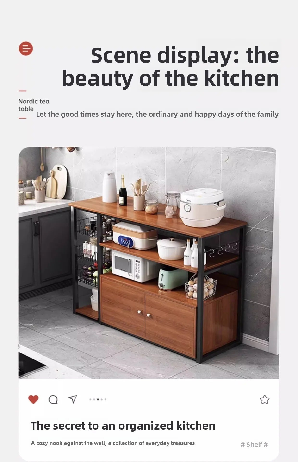 Heavy Duty Large Capacity Storage FurniturePantry Cabinet with Adjustable Shelves & Mesh Baskets Microwave Dishes