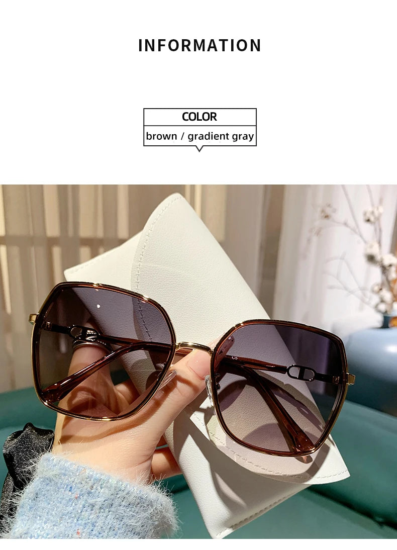 New Fashion Polarized Sunglasses Women UV400 Gradient Lens Sun Glasses Oversized Retro Square Luxury Brand Oculus