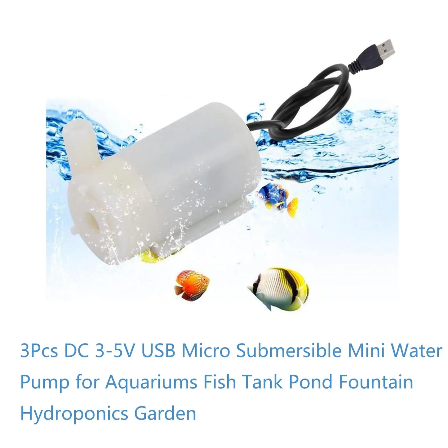 USB Submersible Pump Silent Micro Water Pump 3V 5V DC Low-voltage Portable Water Pump Suitable for Fish Tank Fountain Aquariums