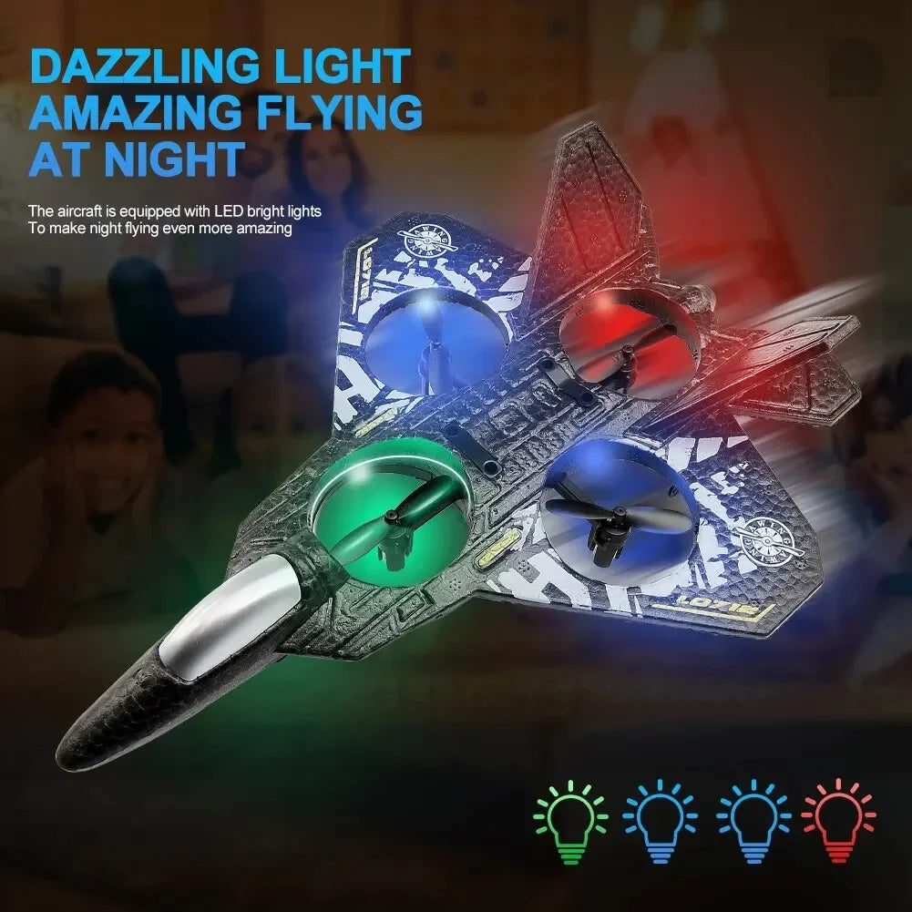 2.4G L0712 High - Performance RC Plane: Gravity - Sensing EPP Foam Fighter Glider Helicopter with Light, Ideal Gift for Boys