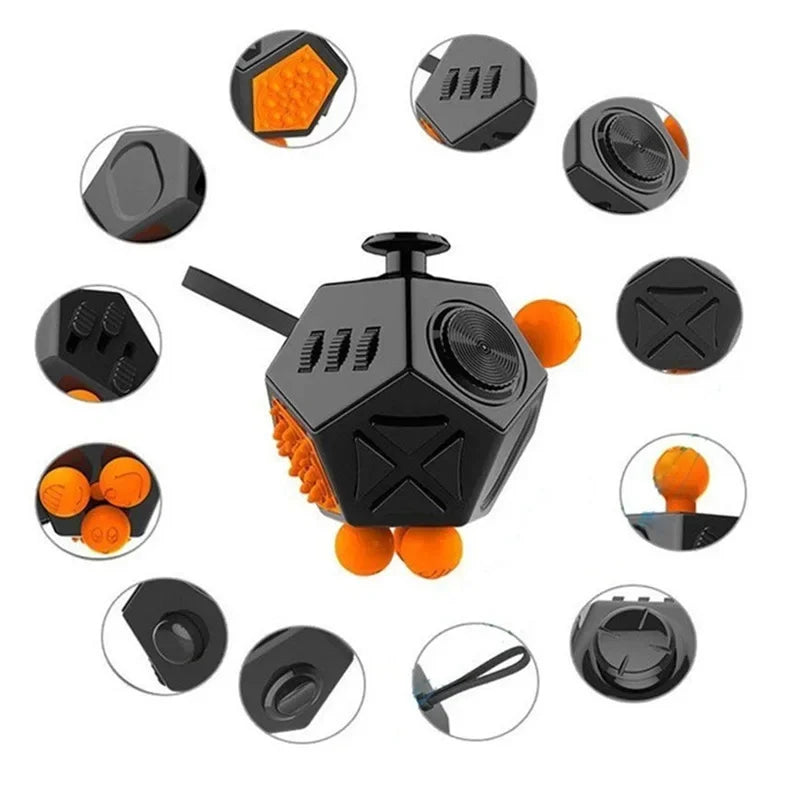 Relieve Anxiety and Improve Focus in Children with Autism, ADHD, and Anxiety - EDC Hand Fidget Toy for Kids 12 Sides Anti-Stress