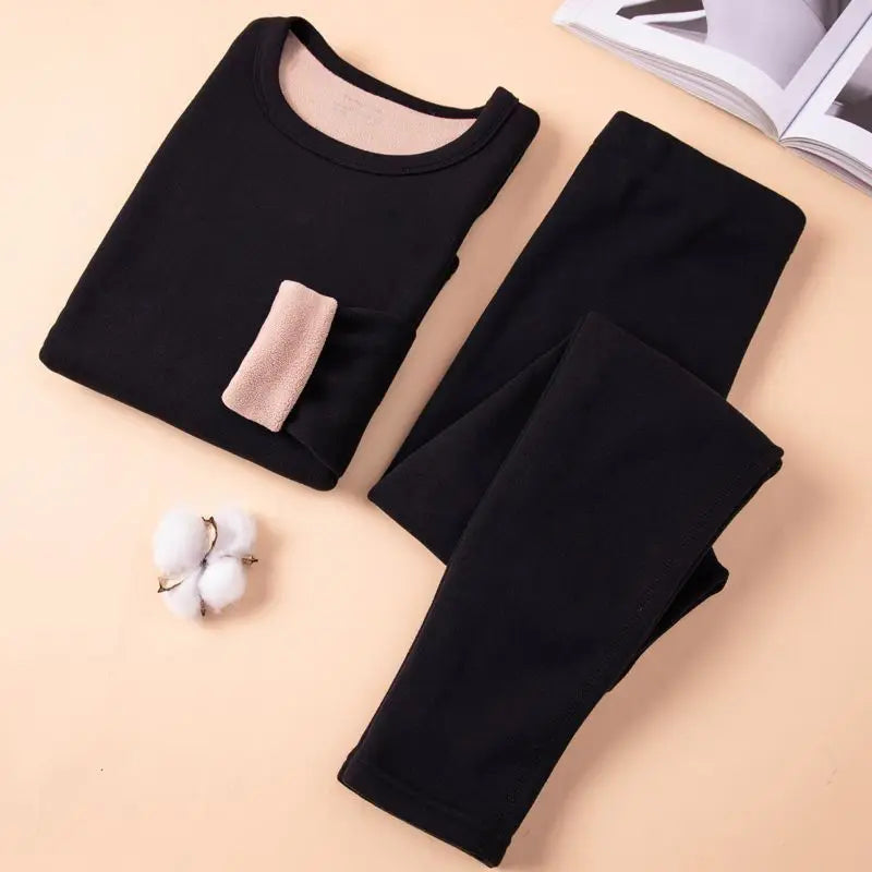 Thermal Underwear Women Suit  Thicken Lamb Fleece High Elastic High Waist Long Johns Bottoming Two Piece Sets Thermos Clothing