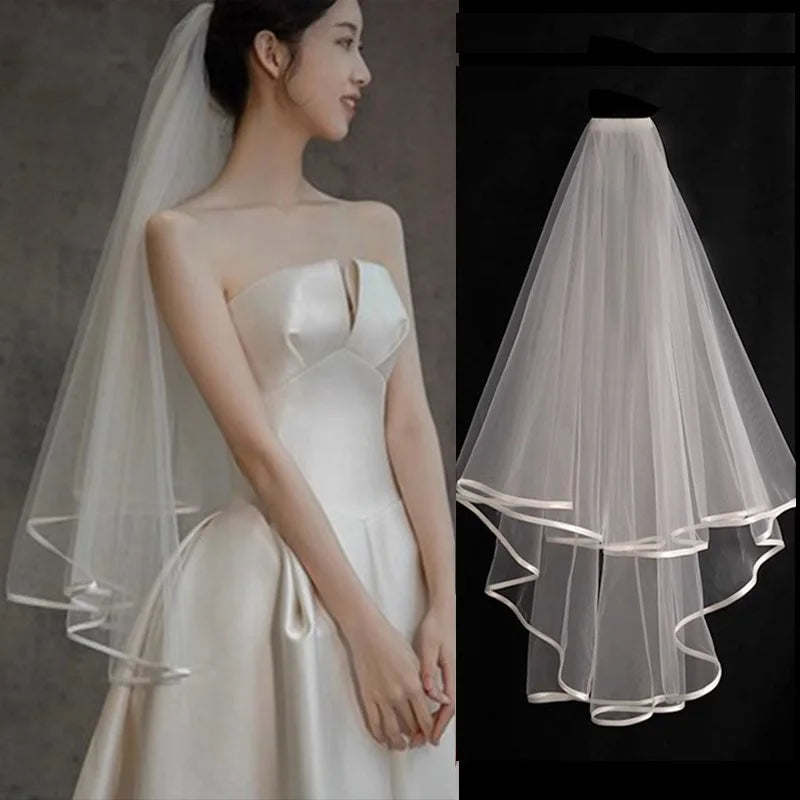 Wedding Veil Bridal Headwear Engagement Proposal Simple Elegant Soft Tulle Headpiece for Bride Ceremony Registration