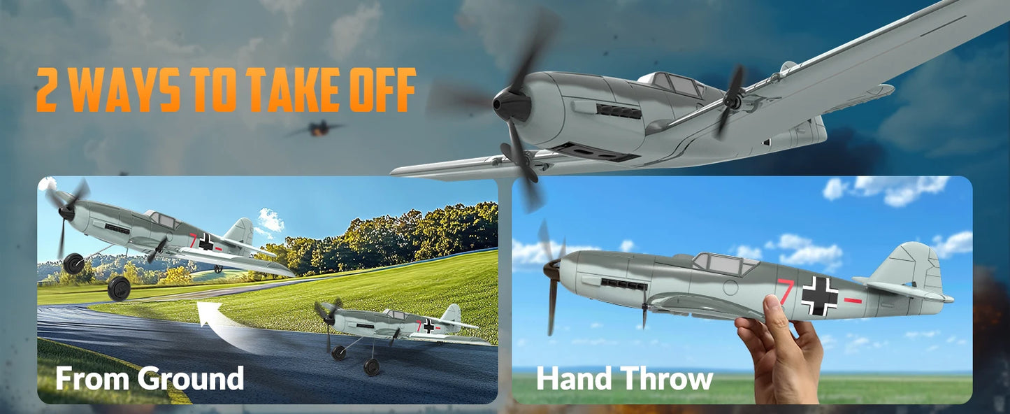 VOLANTEXRC BF109 RC Plane 2.4G 3CH Smart Balance EPP Gliders Fighter 400MM Fixed Wingspan With 6-Axis Gyro Stabilizer RTF Glider
