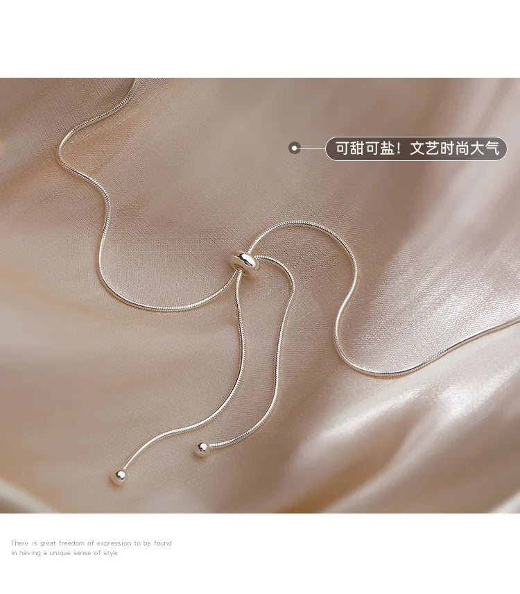925 Sterling Silver Neck Snake Chain Necklaces Women Luxury Jewelry Exquisite Elegant Aesthetic Charms Accessories Argent 925