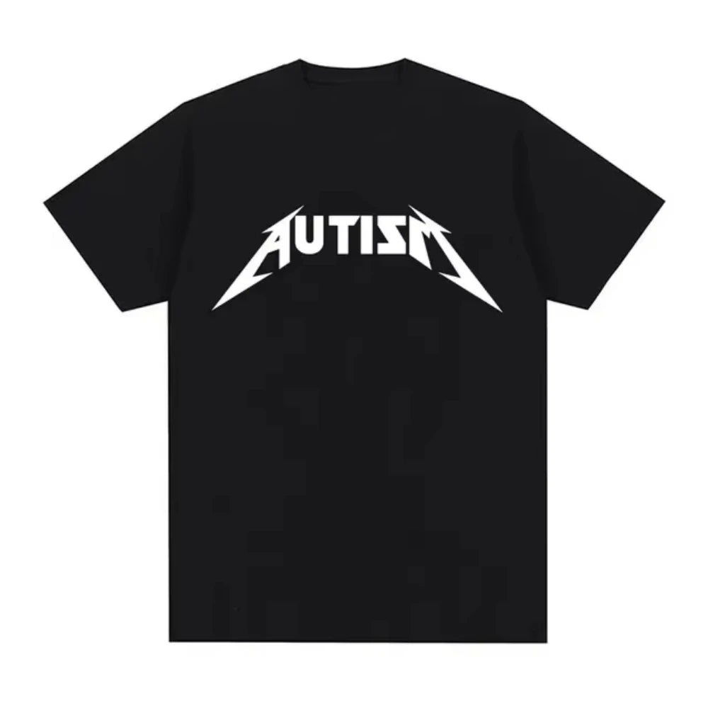 Autism Metal Rock Buff Cats Meme T-shirt Men Women Fashion Hip Hop Short Sleeve Oversized T-shirts Summer Sport Loose TShirt Top