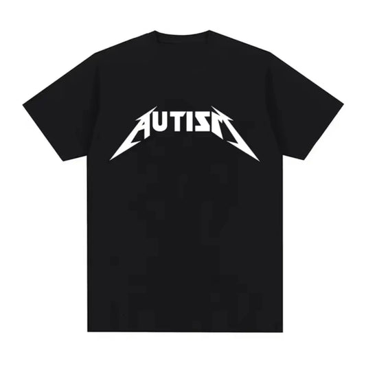 Autism Metal Rock Buff Cats Meme T-shirt Men Women Fashion Hip Hop Short Sleeve Oversized T-shirts Summer Sport Loose TShirt Top