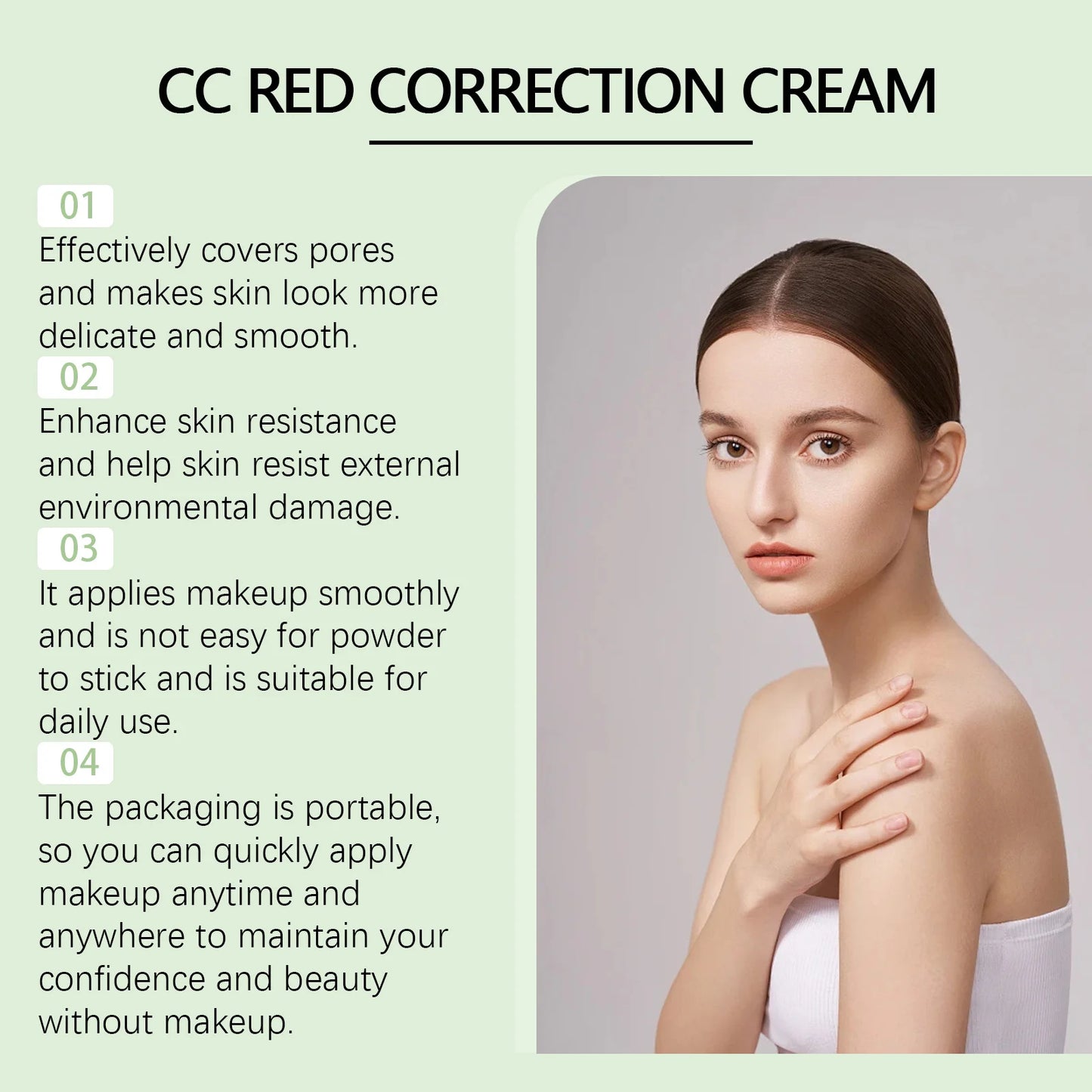 Centella Asiatica CC Cream Repair Redness Damage Smoothing Moisturizing Brighten Sunscreen Concealer Skincare Makeup Foundation