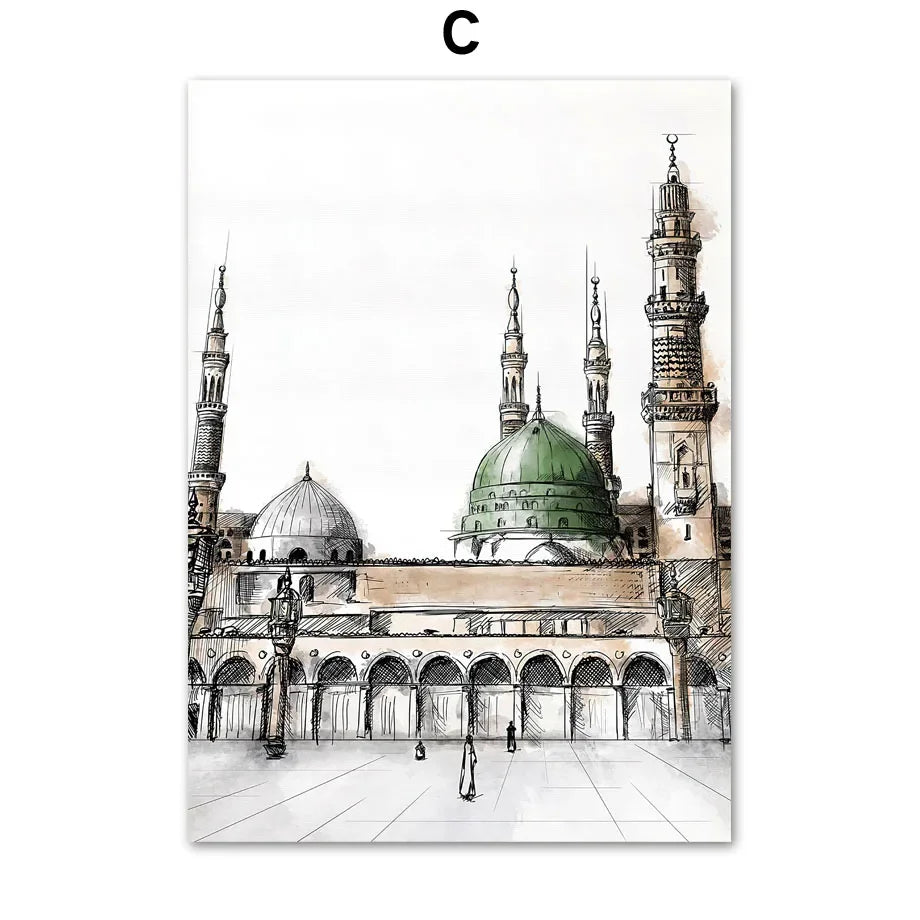 Islamic Kaaba Masjid Nabawi Ramadan Quran Wall Art Canvas Painting Nordic Posters And Prints Wall Pictures For Living Room Decor