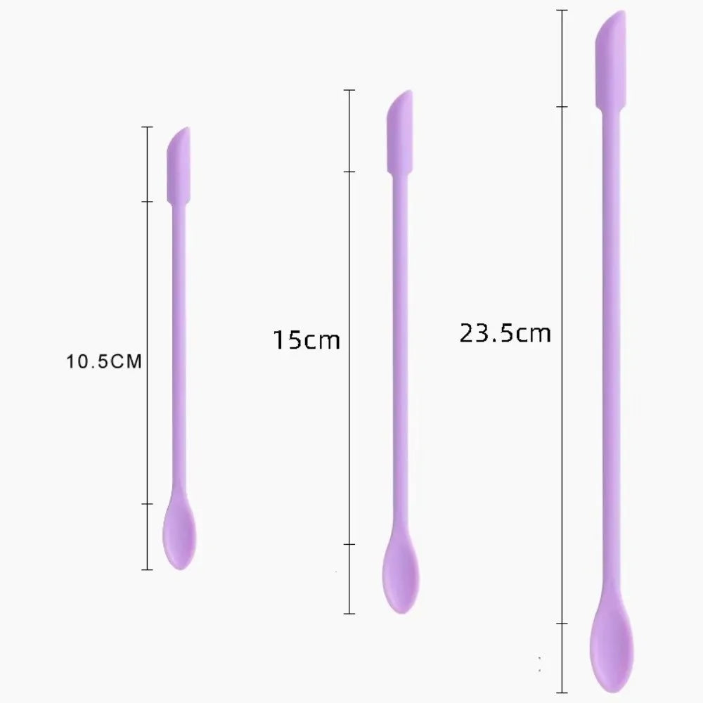 3pcs Portable Mini Silicone Scraper Soft Lengthened Face Mask Brush Double-head Cosmetic Digging Spoon Makeup Brushes Set