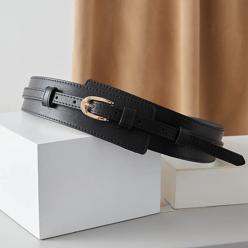 Genuine Wide Leather Belt Classic Pin Buckle Vintage Design Crafted with Genuine Leather Perfect for Women