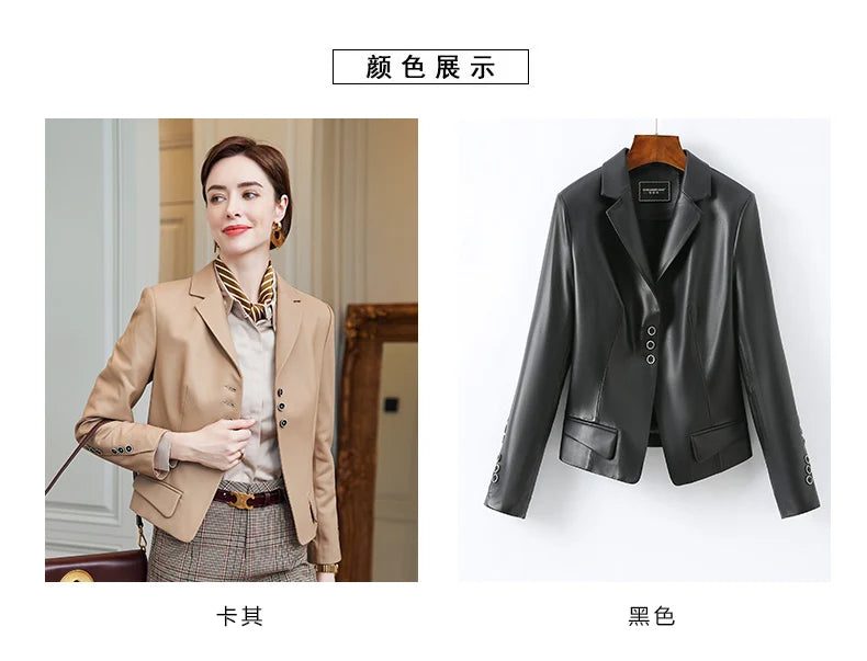 Leather Leather Clothing Women's 2025 Short Slim Jacket High Quality Sheepskin Women's Fashion Locomotive Autumn
