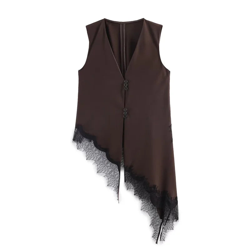 Women's Top Summer 2025 New Solid Color Suspender Lace Embellished Lingerie Top Sexy Fashion Personality Versatile