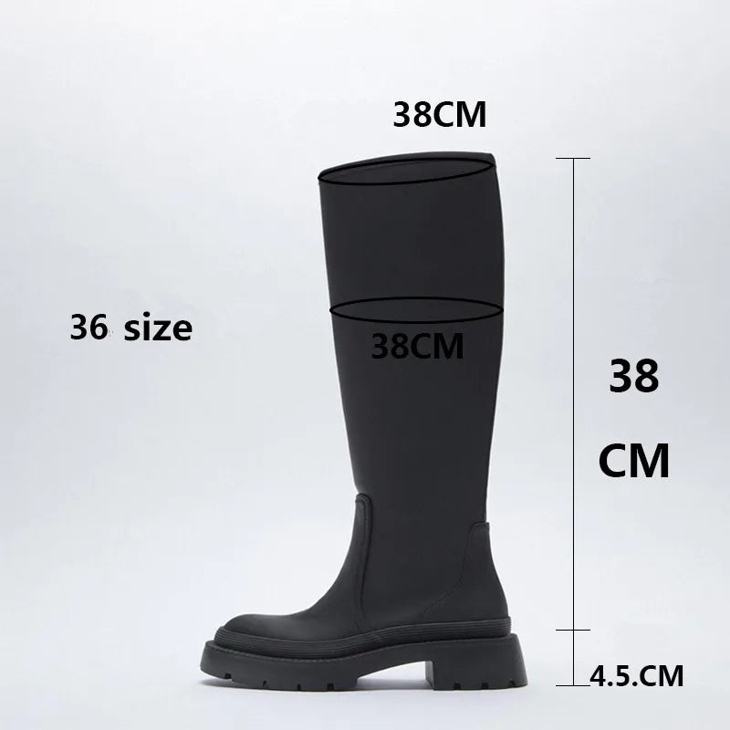 Women Long Boots Autumn Winter Knee High Boots Fashion Shoes Female Footwear Thigh High Boots Leather Knee-High Motorcycle Boots