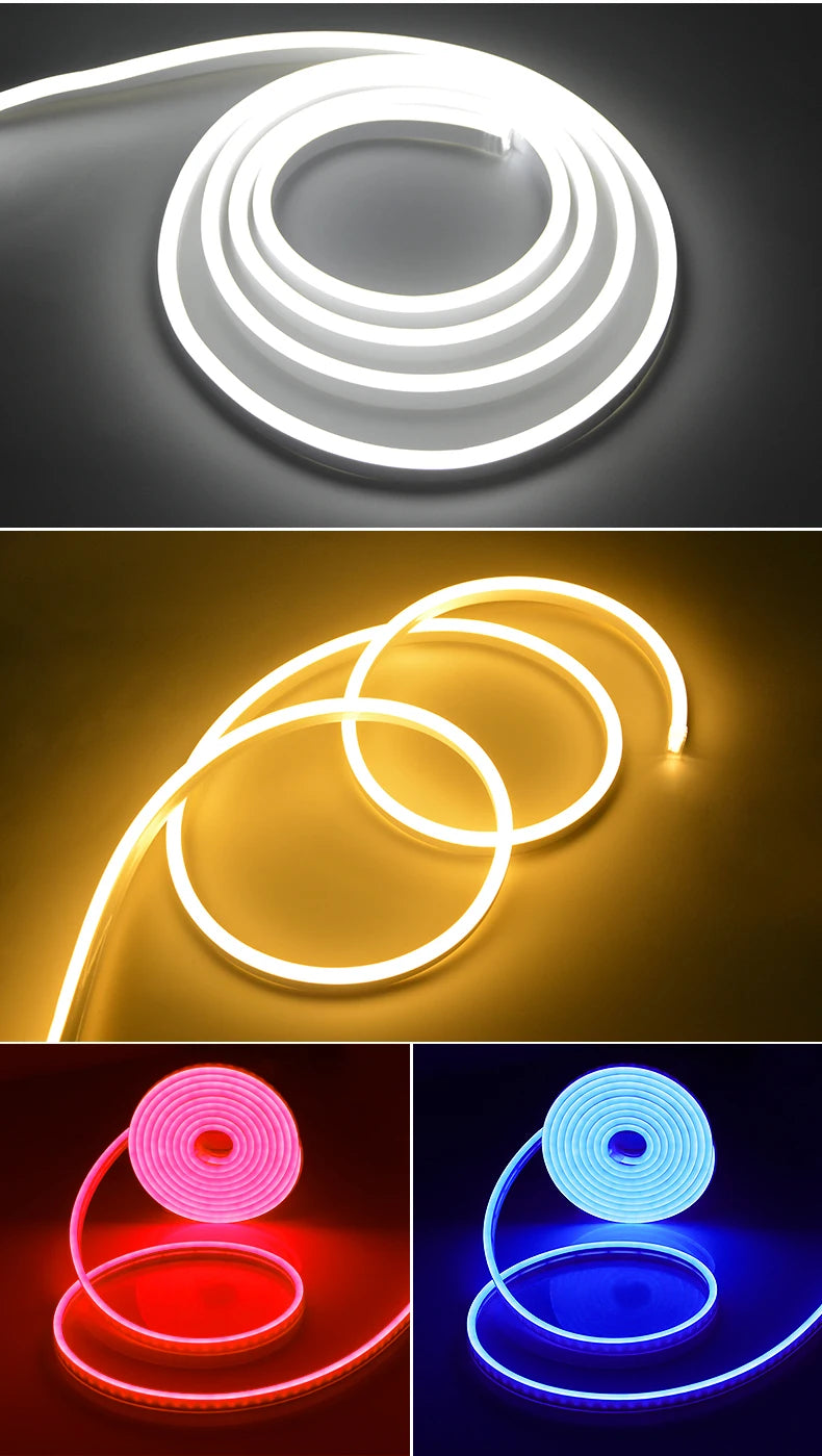 LED Neon Strip Light DC12V IP65 Waterproof For Outdoor Garden Billboard Advertisement Home Party Room Deco Yellow Red Blue Green