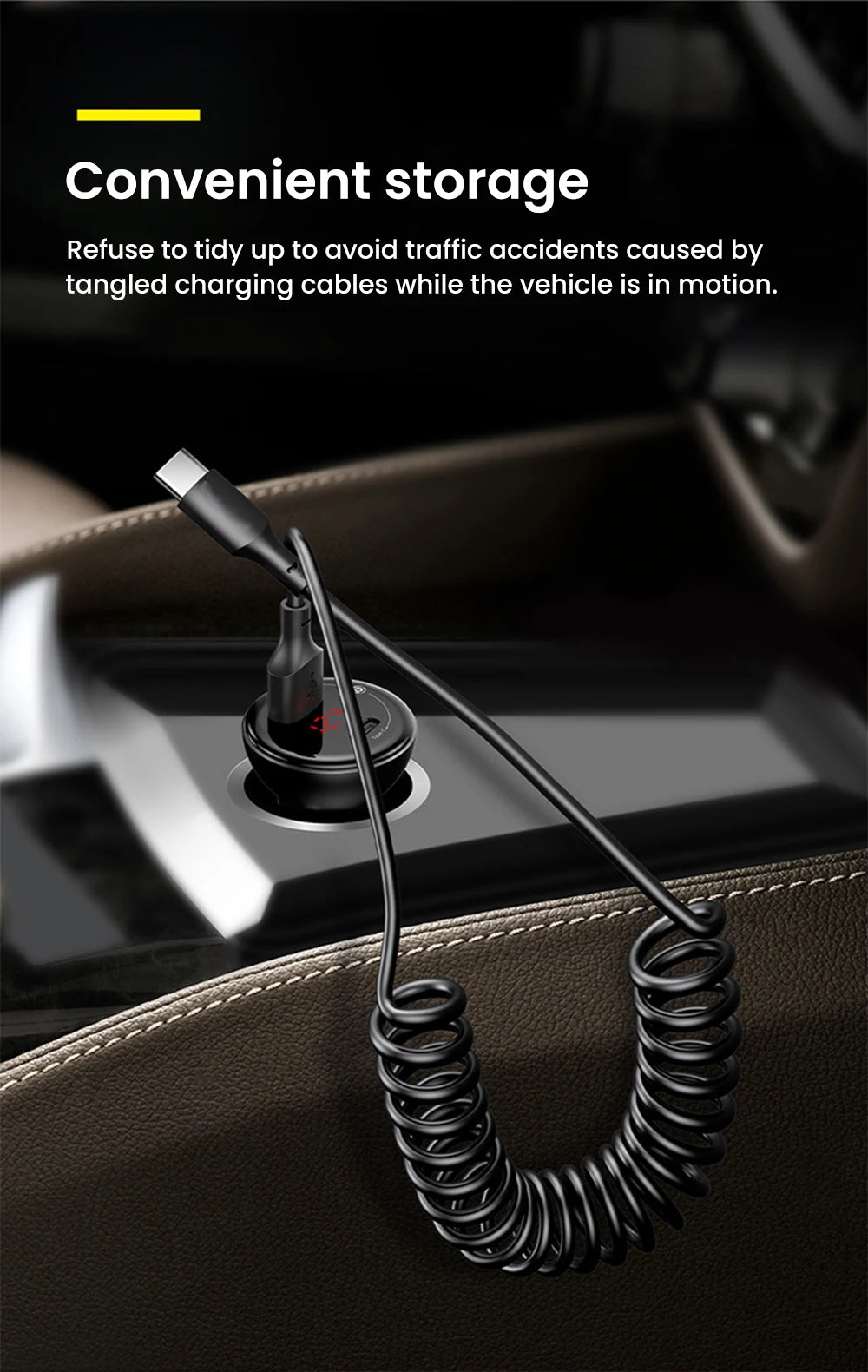5A Fast Charging Spring Data Cable Retractable USB C To Type C Cable for Huawei Xiaomi Redmi Phone Charger USB Type C Cable
