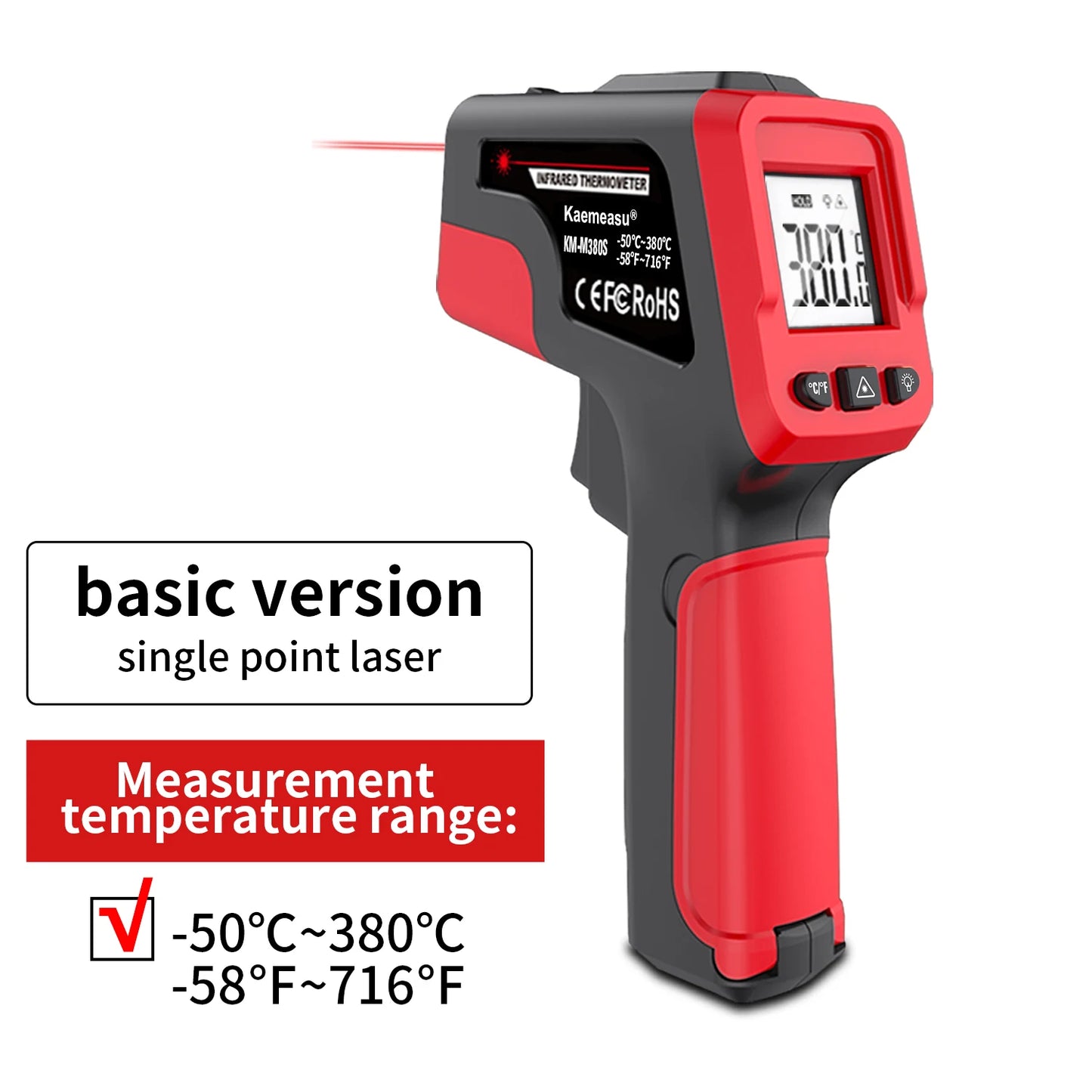 Infrared Thermometer Gun Home & Industrial Non-Contact Digital Laser Thermometer for Engine Kitchen BBQ Pizza Oil Cooking Meat