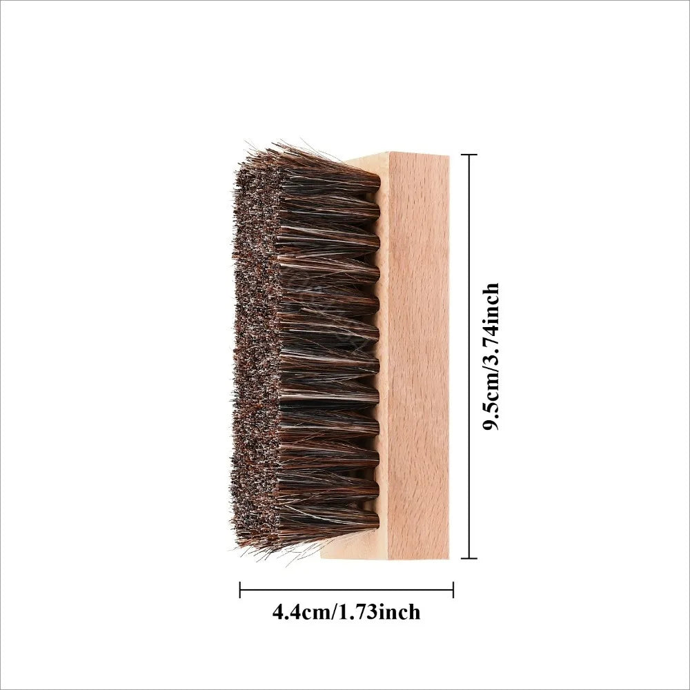 1pc Wooden Handle Shoe Cleaning Brush Horse Hair Wood Brush Leather Shoe Care and Cleaning Shoe Brushes