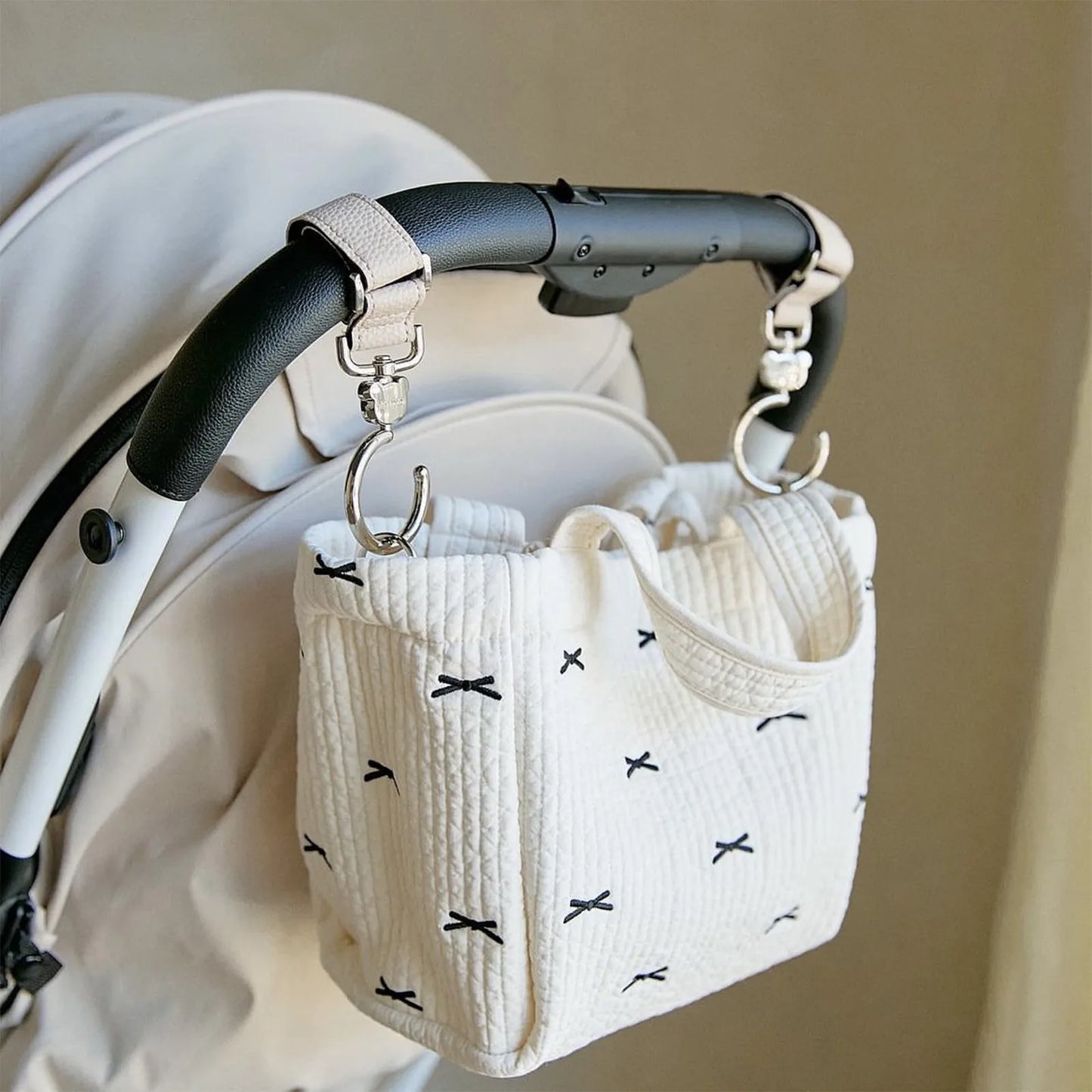 Large Capacity Tote Bag For Women Fashion Simple Canvas Storage Bowknot Embroidered One-shoulder Bag