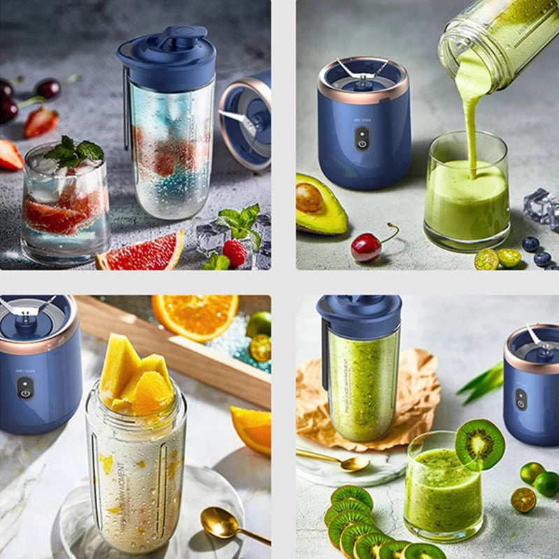 Portable Juicer Cup Smoothie Blender 6 Blade Blender Bottle Household Fruit Juicer Cup USB Rechargeable Juicer Kitchen Tool