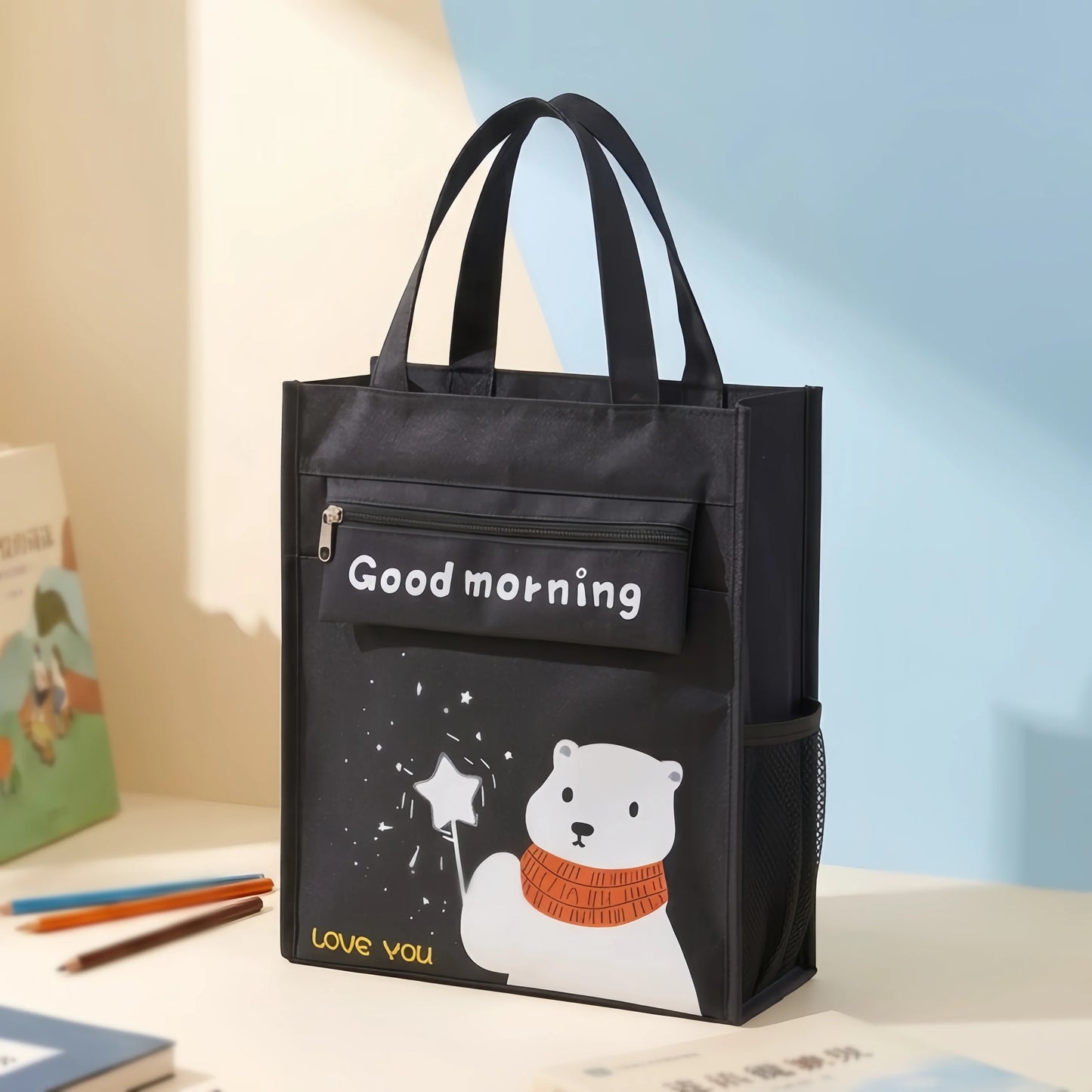 School Tote Bag Large Capacity A4 Book Handbag Oxford Waterproof Student Tutoring Bag Document Storage Bag For Boys Girls