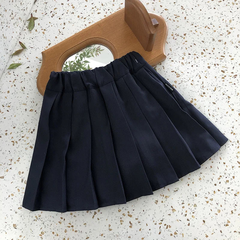 Sundress Black for Girls Children Junior Dress Elementary School Student Uniform Suit School Kids White Blouse Pleated Skirt Set