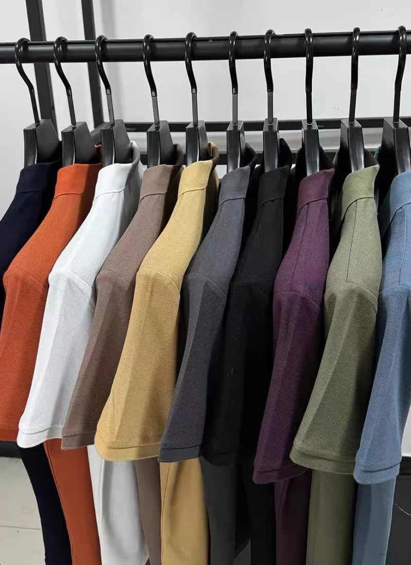 100% pure cotton new men's short sleeve summer comfortable breathable polo shirt high-end brand designer embroidered T-shirt top