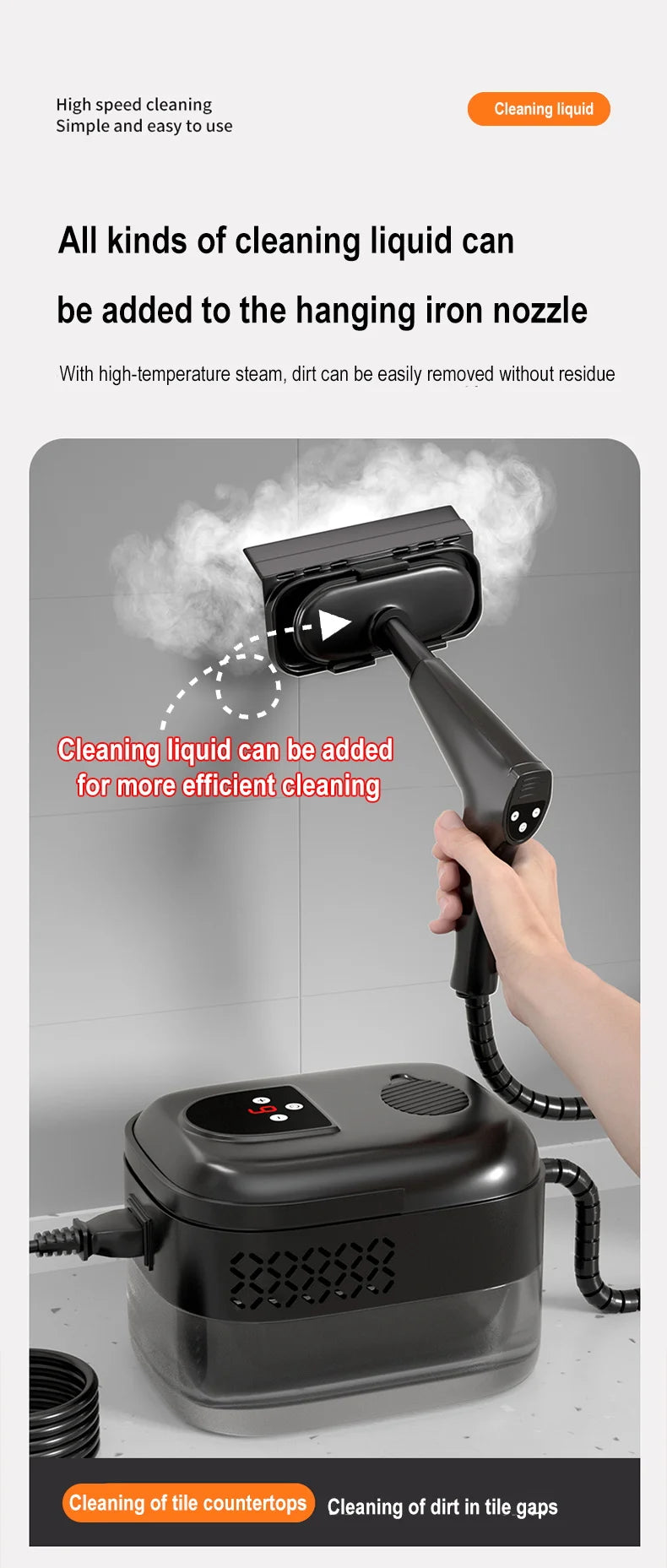 1500W Steam Cleaner High Temperature Pressure Washer with Remote control Steam Cleaning Machine For Home Kitchen Hood Car 1400ml