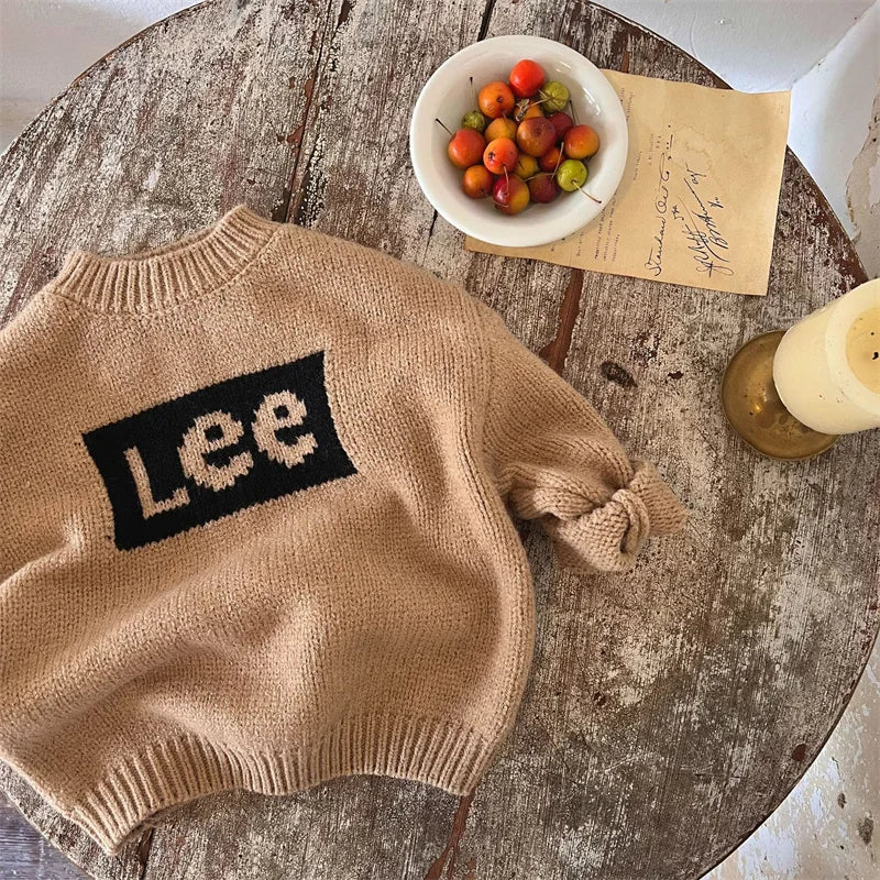 Boys Sweater Cotton Undercoat 2022 Letters Warm Thicken Velvet Winter Autumn Snowsuits Knitting Children's Clothing