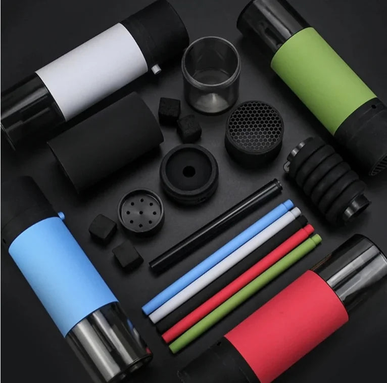 Portable Water Pipe Set for A Car with A Mini Shisha Silicone Hose for Traveling Outside Mobile Water Pipe Narguile Chichama
