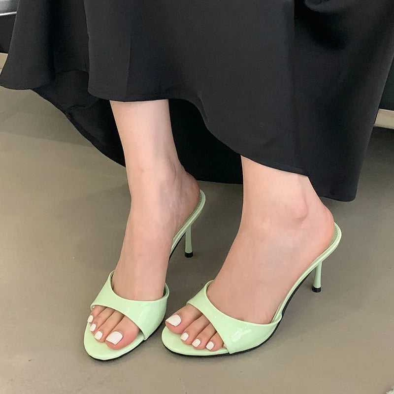 2025 New Slip On Women Stiletto Heels Shoes Female Slides Footwear Luxury Fashion Round Toe Ladies High Heels Pumps Shoes