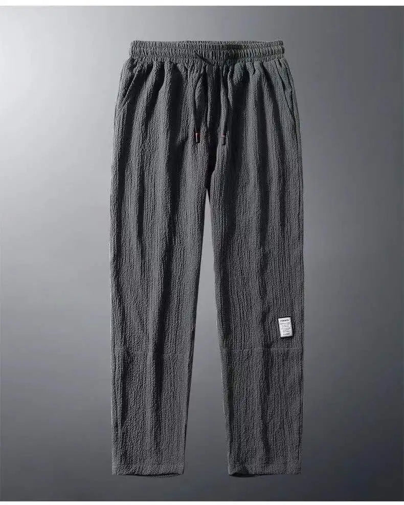 Men's Ice Silk Thin Work Pants Summer Quick Dry Lightweight Loose Fit Sporty Trousers for Office And Casual Wear