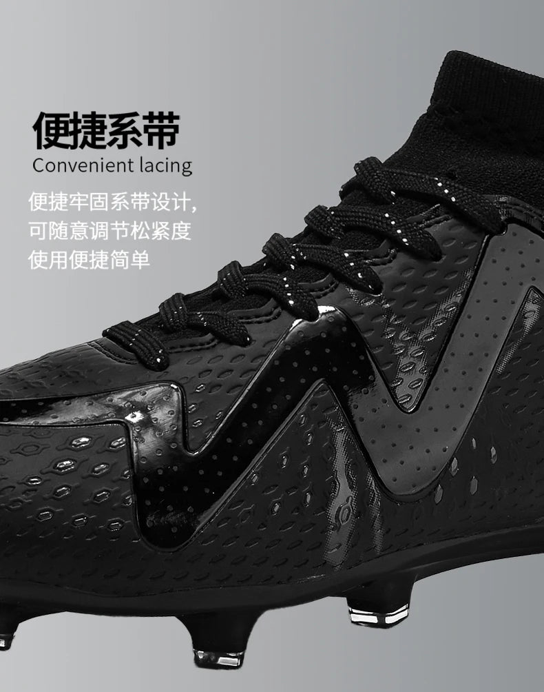 Adult Professional FG/TF Soccer Shoes Non-Slip Long Spike Football Boots Young Kids High Ankle Cleats Grass Soccer Sneakers ﻿