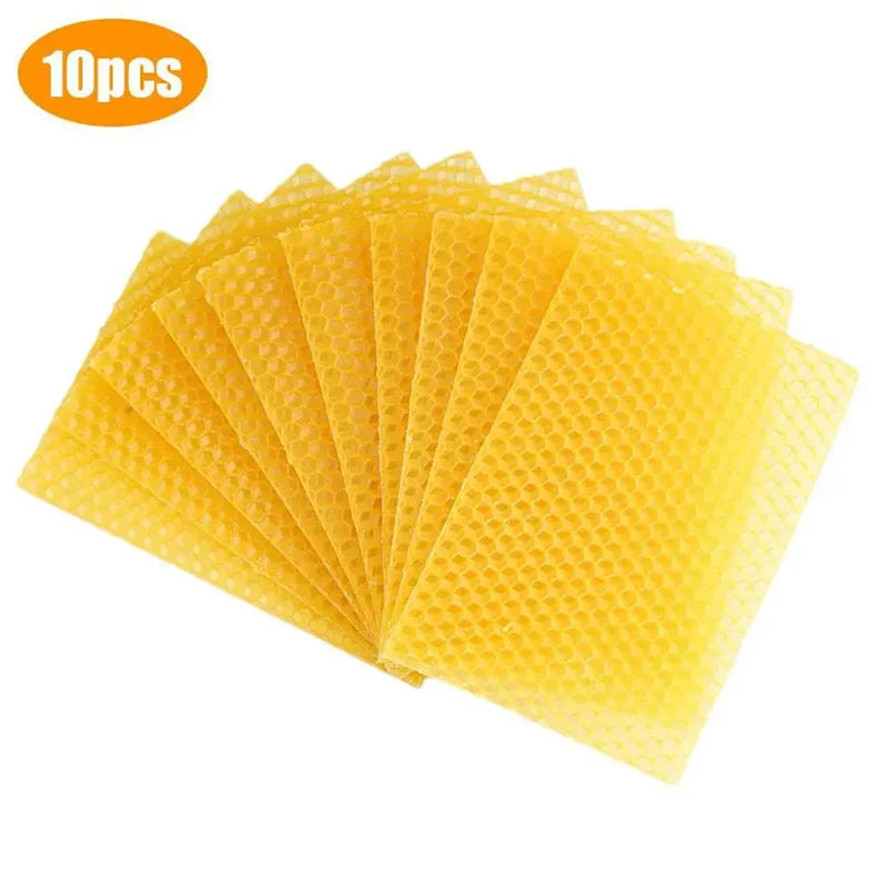 10Pcs Natural Beeswax Sheets Honeycomb Sheet Hive Cell Frame Wax Foundation for Candle Making Craft Beekeeping DIY Supplies