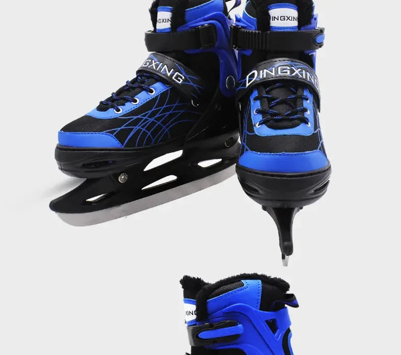 Adjustable Size Speed Skating Shoes Thermal Stretchable Ice Skates Ski Shoes Thicken with Ice Blade for Kids Adult Men And Women
