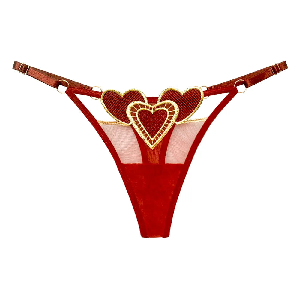 Female Japanese Thong Girls Two-dimensional Heart-shaped Cute Breathable Low Waist Adjustable Thin Belt Panties