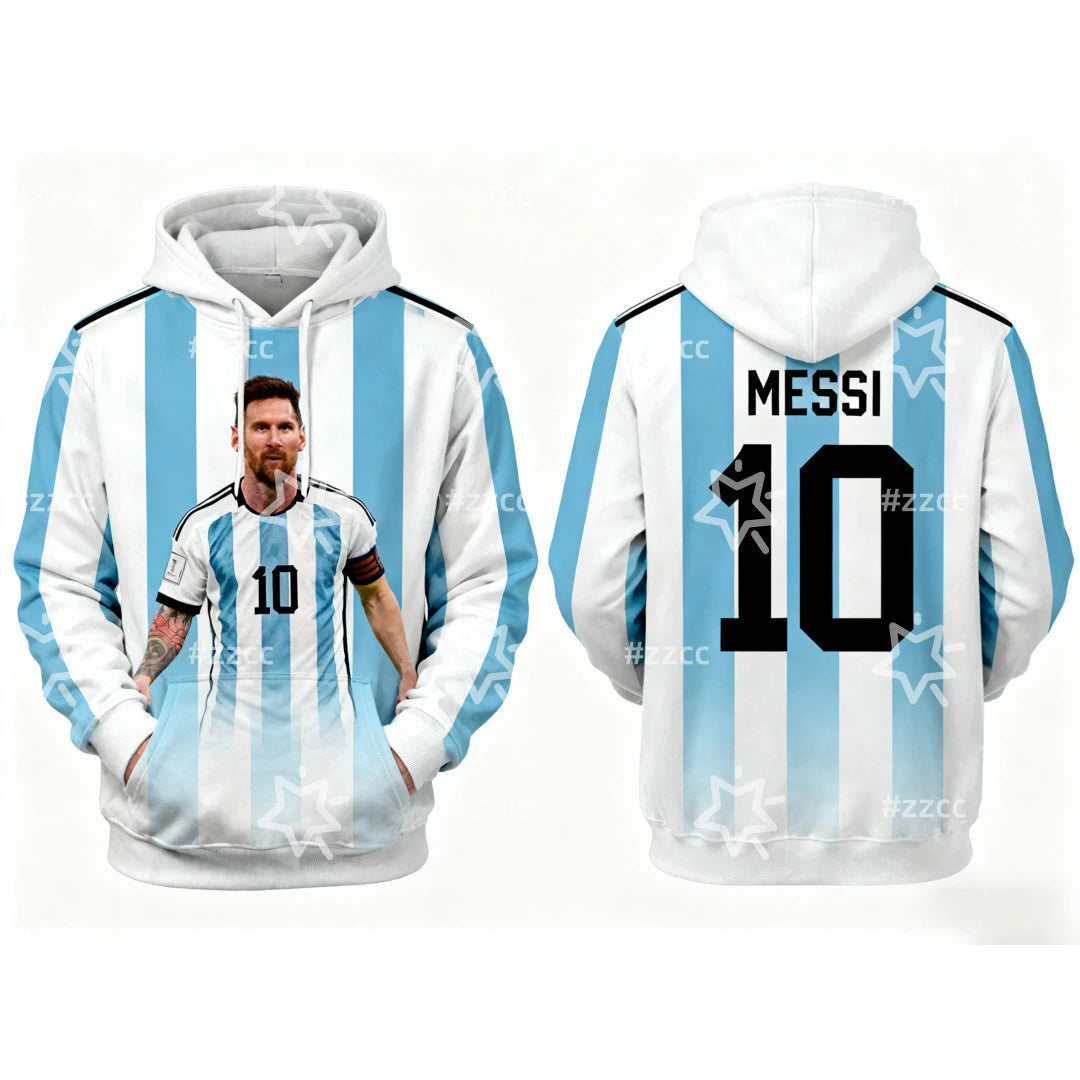 2025 Messi's No. 10 football jersey Argentine sweatshirt Autumn Fashion Y2K Children's Hoodies Men's And Women's Sweatshirts