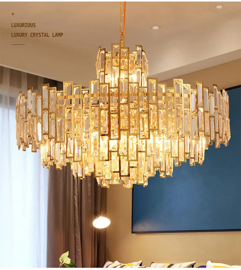 Luxury Crystal Chandelier Ceiling Light Fixture Dining Table Light Led Lighting Lamps Living Rooms Żyrandol Pendant Ceiling Lamp