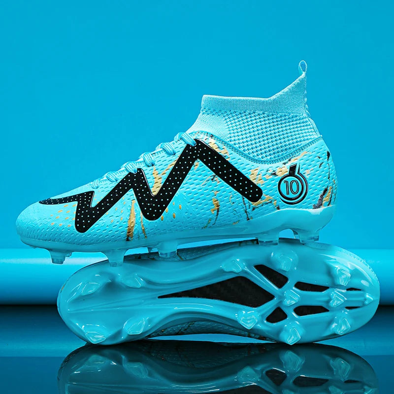 Adult Professional FG/TF Soccer Shoes Non-Slip Long Spike Football Boots Young Kids High Ankle Cleats Grass Soccer Sneakers ﻿