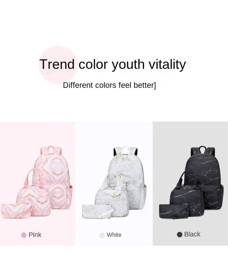 School Bags for Teenagers Girls Schoolbag Large Capacity Printing School Students Backpack Set Lunch bag Kids Cute Book Bags
