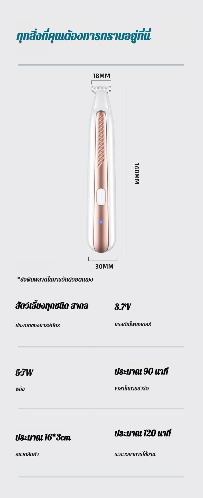 Pet Local Hair Electric Trimmer - Waterproof Shaver, Type-C Charging, Pet Grooming Tool