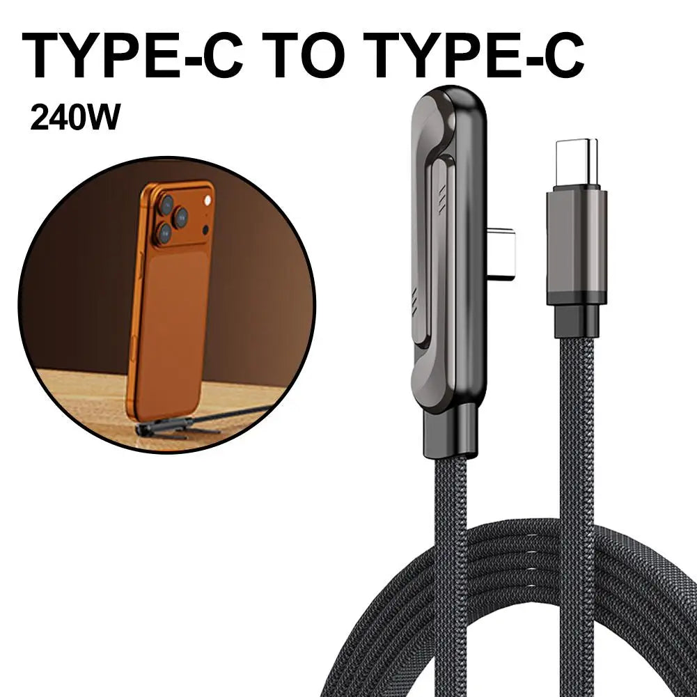 240W Stand Charging Cable, 2-in-1 with Phone Holder for Gaming/Videos, Compatible with iPhone 15-17 & Huawei