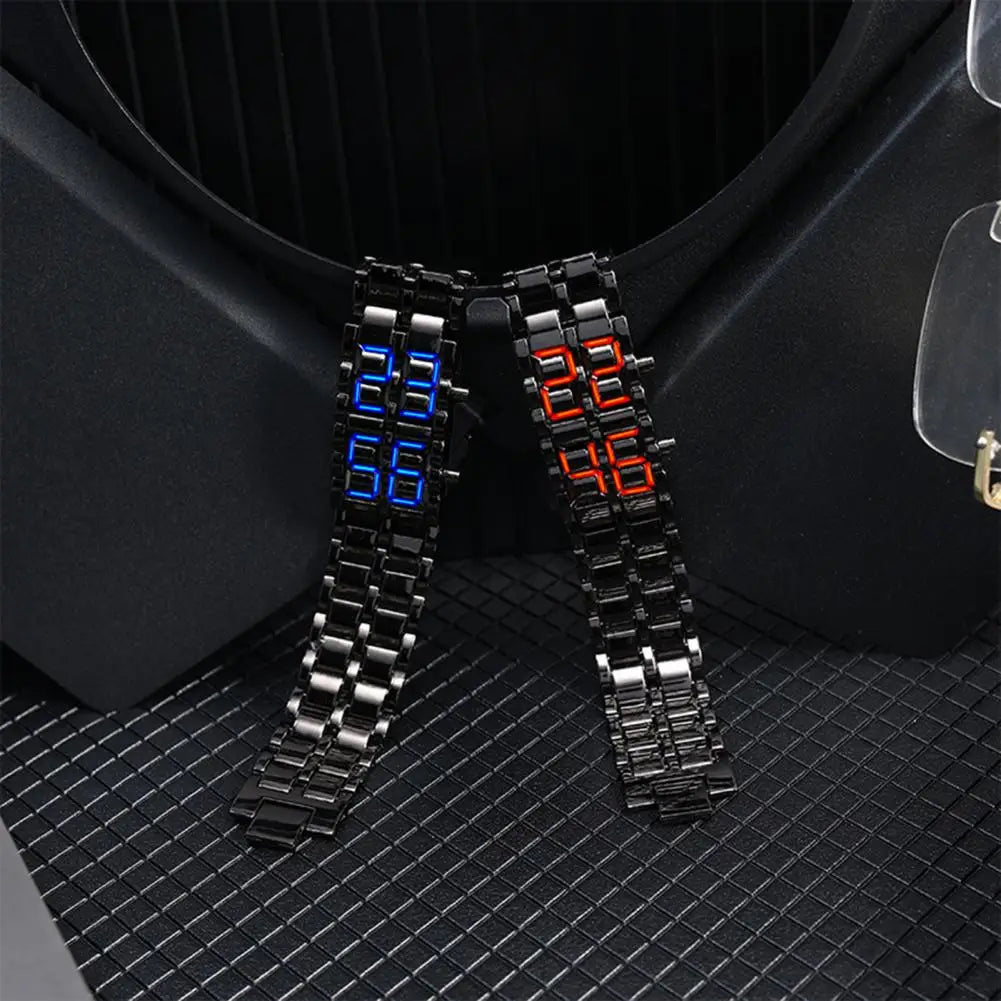 Men Digital Watch Large Screen Electroplated Men Watch Male Binary Steel Band Electronic Sport Watch Relogios Masculino
